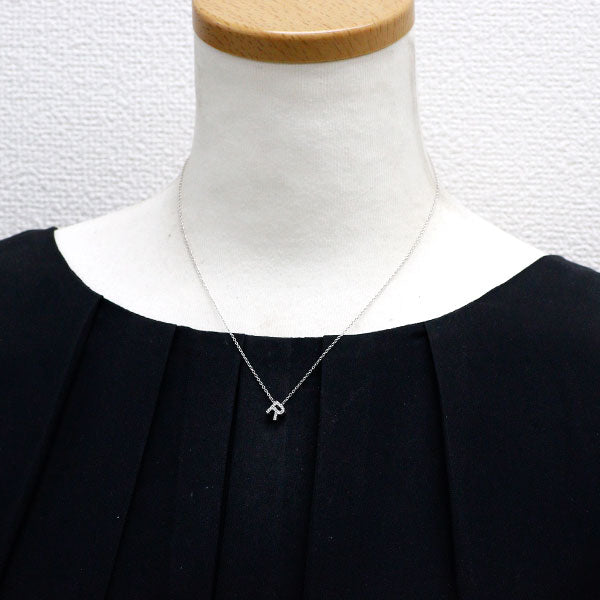 ポンテヴェキオ K18WG ダイヤモンド ペンダントネックレス 0.06ct イニシャル「R」