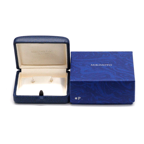 ミキモト K18YG ダイヤモンド ピアス 0.14ct フラワー