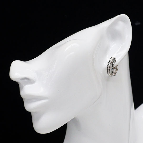 K18WG カラーレス/ブラック ダイヤモンド ピアス兼イヤリング 1.00ct
