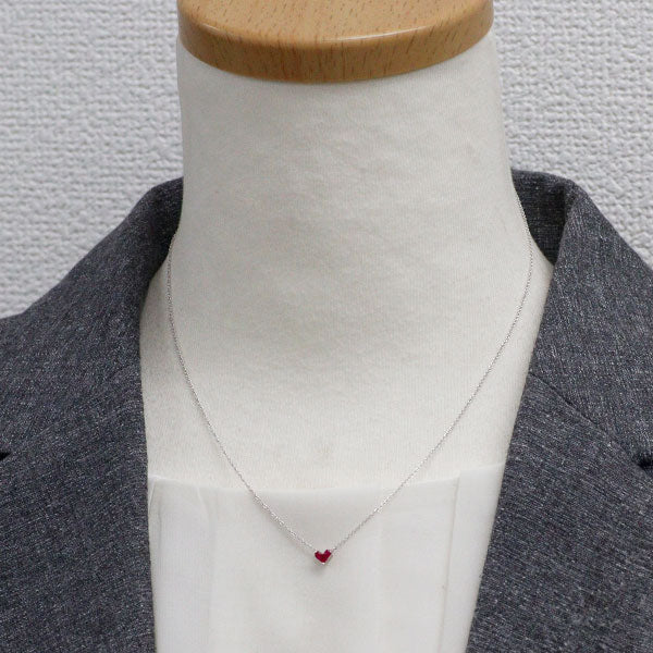 スタージュエリー K18WG ルビー ペンダントネックレス 0.13ct ミステリアスハート
