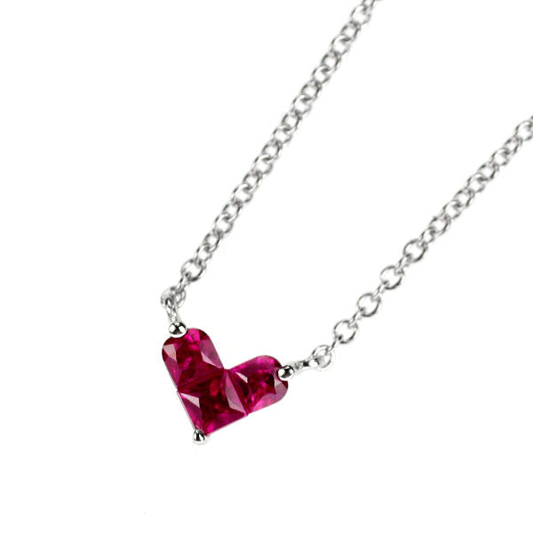 スタージュエリー K18WG ルビー ペンダントネックレス 0.13ct ミステリアスハート