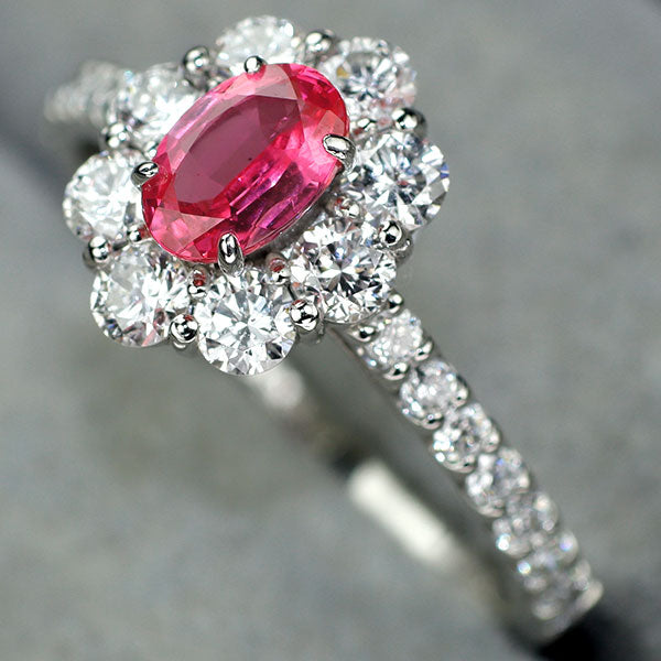 新品 Pt950 日独産地鑑別書付 タンザニア マヘンゲ産アヤナスピネル ダイヤモンド リング 0.485ct D0.97ct 希少石 レアストーン【エスコレ】