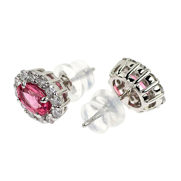 新品 希少 Pt900 タンザニア・マヘンゲ産 アヤナスピネル ダイヤモンド ピアス 0.90ct D0.50ct 強蛍光【エスコレ】