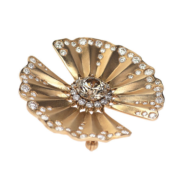 Kashikey K18PG Brown diamond brooch and pendant top 1.158ct D1.24ct