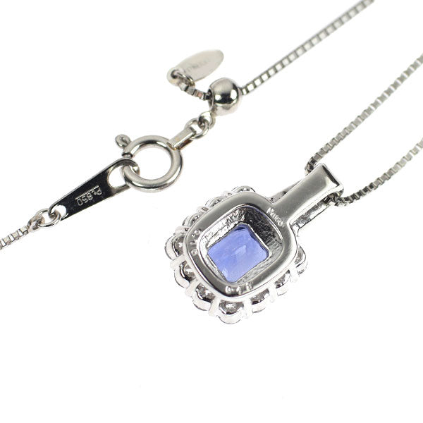 Pt950/ Pt850 スリランカ産 非加熱サファイア ダイヤモンド ペンダントネックレス 0.76ct D0.48ct