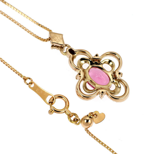 K18PG Pink spinel diamond pendant necklace 0.77ct D0.12ct