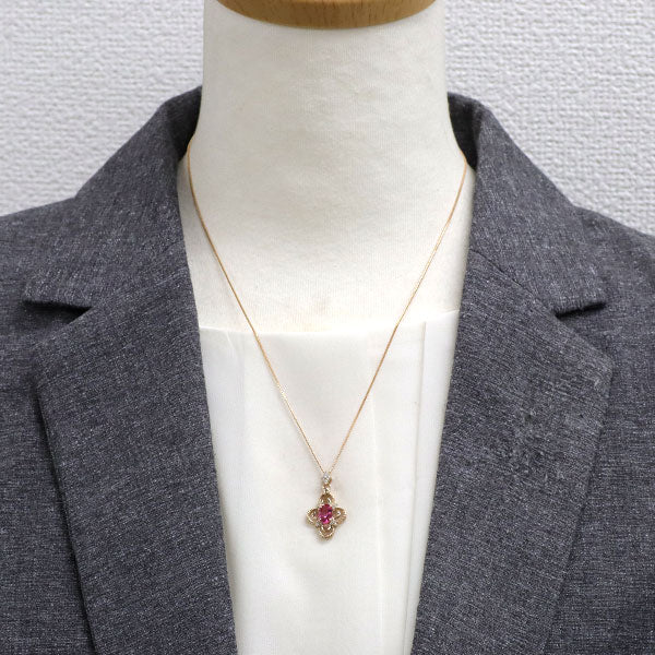 K18PG Pink spinel diamond pendant necklace 0.77ct D0.12ct
