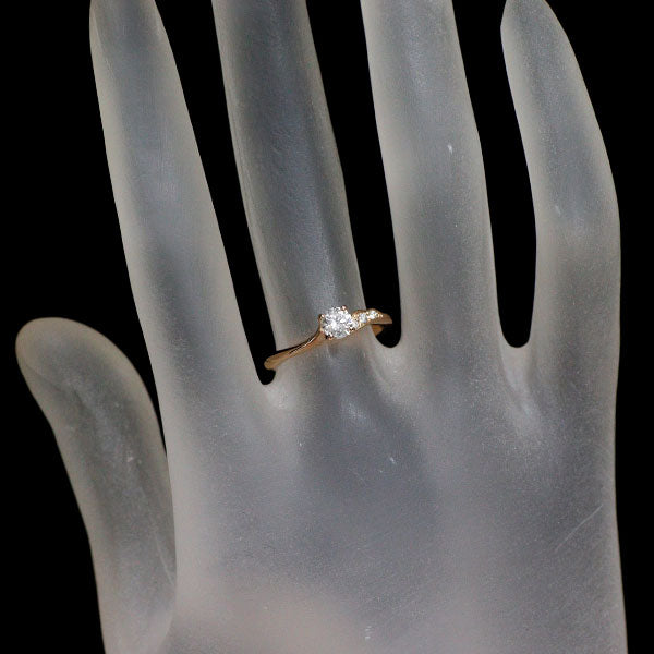 俄 K18PG ダイヤモンド リング 0.27ct 唐花