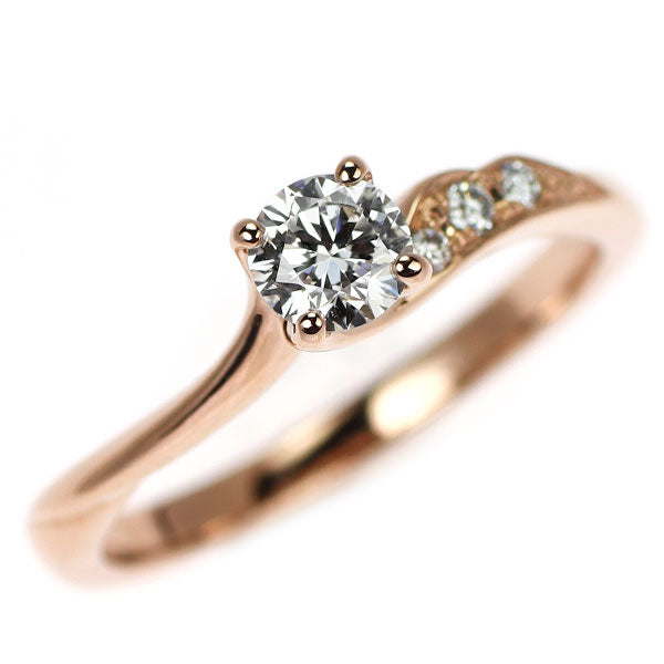 俄 K18PG ダイヤモンド リング 0.27ct 唐花