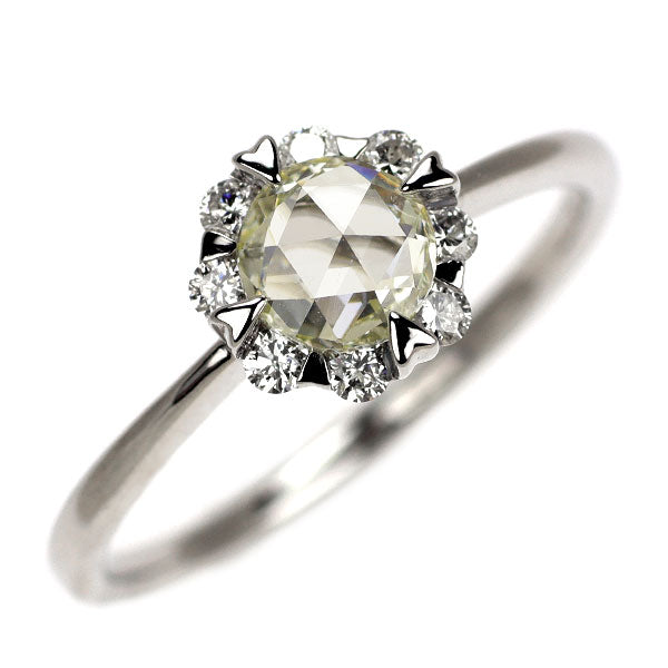 Pt900 ローズカット ダイヤモンド リング 0.564ct D0.20ct
