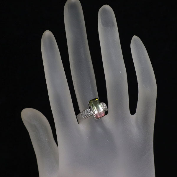 Pt900 パーティーカラートルマリン ダイヤモンド リング 3.92ct D0.16ct