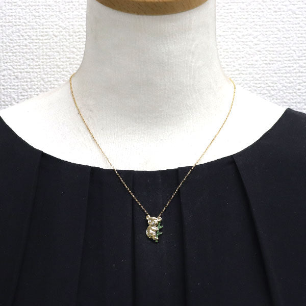K18YG/WG グリーン ガーネット ダイヤモンド ペンダントネックレス 0.08ct D0.01ct コアラ アニマル