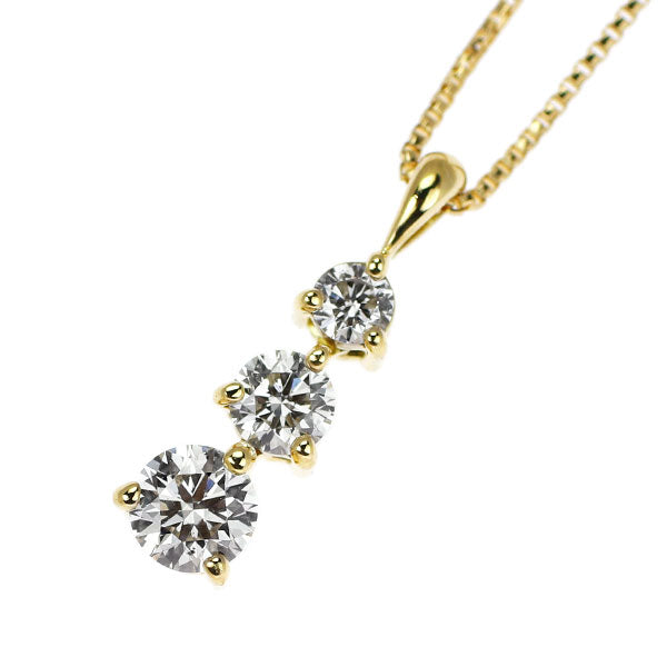 チャーミー K18YG ダイヤモンド ペンダントネックレス 0.30ct スリーストーン