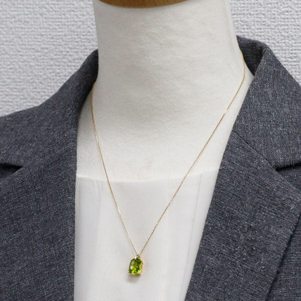 GSTV K18YG ペリドット ダイヤモンド ペンダントネックレス 3.00ct D0.04ct