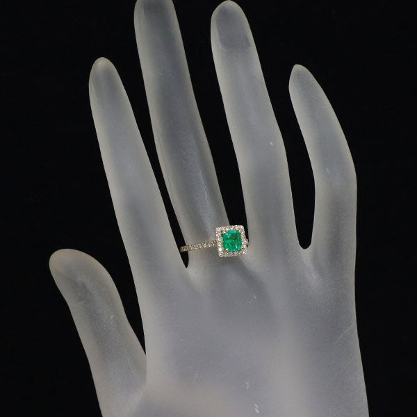 K18YG エメラルド ダイヤモンド リング 0.76ct D0.38ct