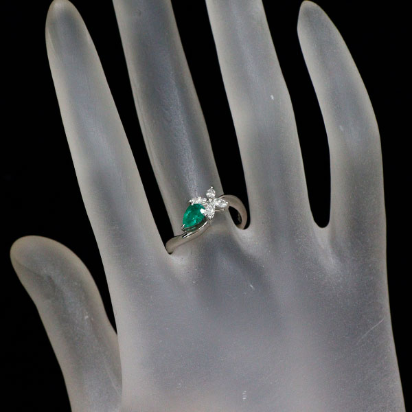 Pt900 エメラルド ダイヤモンド リング 0.35ct D0.25ct