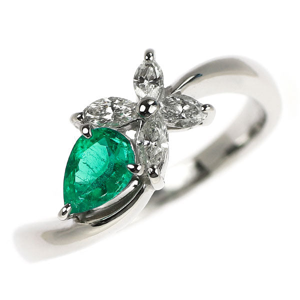 Pt900 エメラルド ダイヤモンド リング 0.35ct D0.25ct