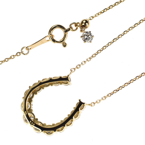 K18YG ダイヤモンド  ペンダントネックレス 1.00ct  馬蹄 ホースシュー 0.10ctダイヤ付