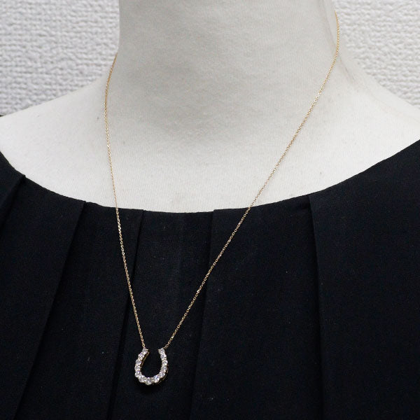 K18YG ダイヤモンド  ペンダントネックレス 1.00ct  馬蹄 ホースシュー 0.10ctダイヤ付