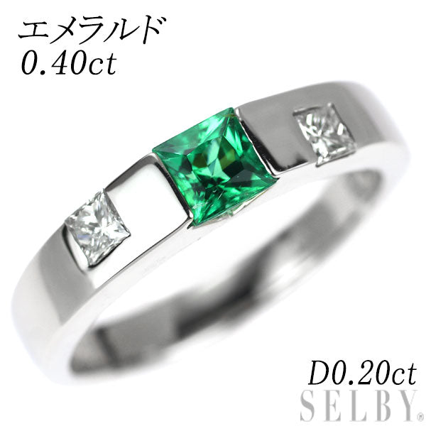 Pt900 エメラルド ダイヤモンド リング 0.40ct D0.20ct