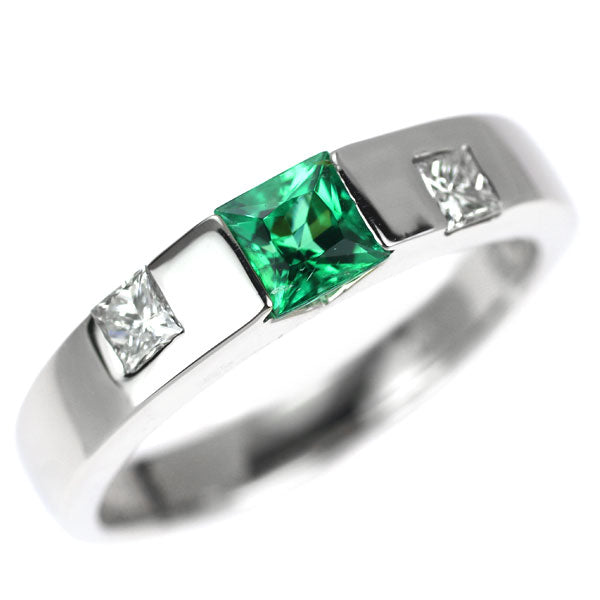 Pt900 エメラルド ダイヤモンド リング 0.40ct D0.20ct