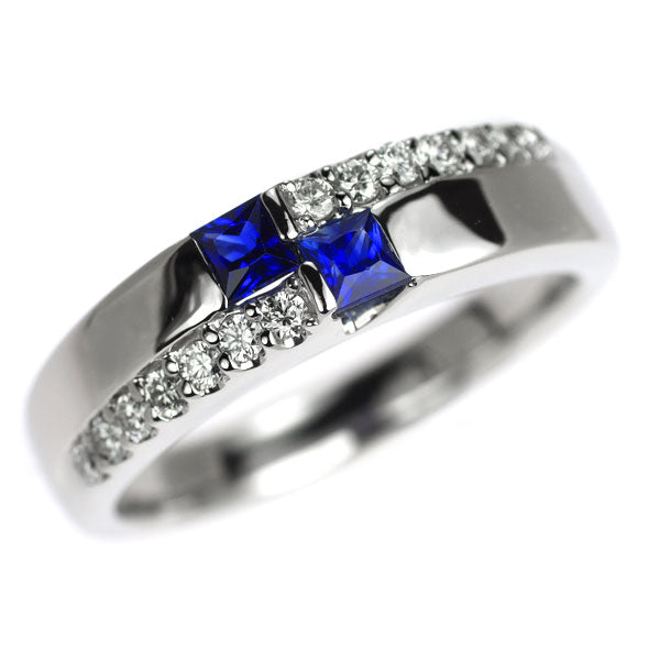 Pt900 サファイア ダイヤモンド リング 0.32ct D0.18ct