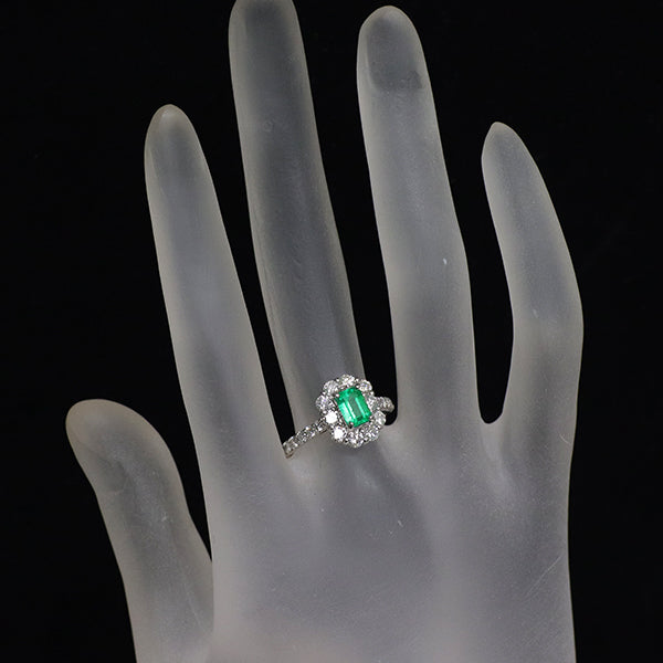 Pt900 エメラルド ダイヤモンド リング 0.687ct D1.00ct
