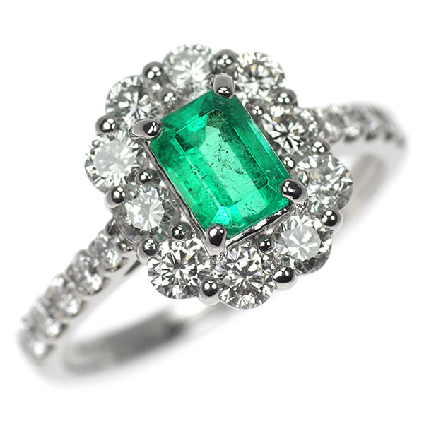 Pt900 エメラルド ダイヤモンド リング 0.687ct D1.00ct