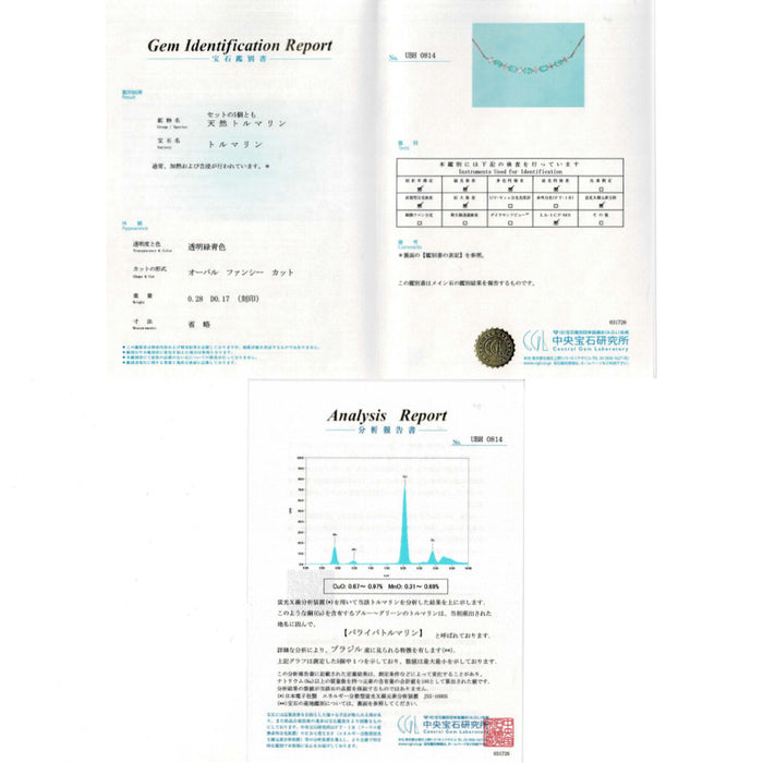 Pt900/ Pt850 ブラジル産 パライバトルマリン ダイヤモンド ペンダントネックレス 0.28ct D0.17ct