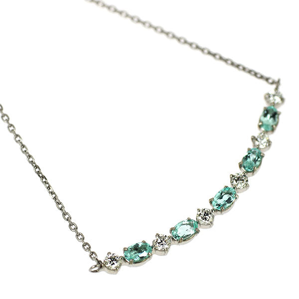 Pt900/ Pt850 ブラジル産 パライバトルマリン ダイヤモンド ペンダントネックレス 0.28ct D0.17ct