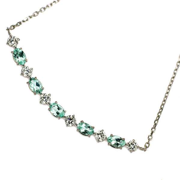 Pt900/ Pt850 ブラジル産 パライバトルマリン ダイヤモンド ペンダントネックレス 0.28ct D0.17ct