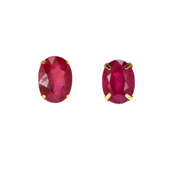 K18YG 含侵ルビー ピアス 2.40ct スタッド