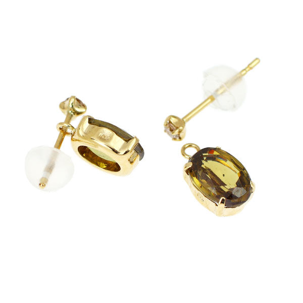 K18YG スフェーン ダイヤモンド ピアス 1.80ct D0.06ct 2way チャーム付き