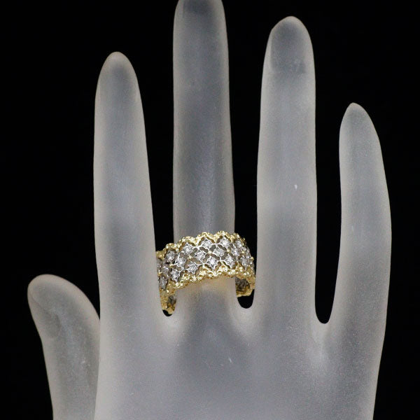 K18YG/Pt900 Diamond Ring 0.51ct Florentine Carving