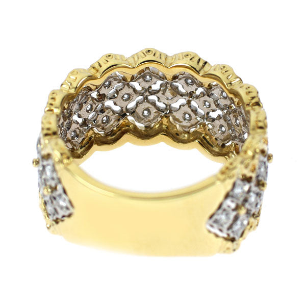 K18YG/Pt900 Diamond Ring 0.51ct Florentine Carving