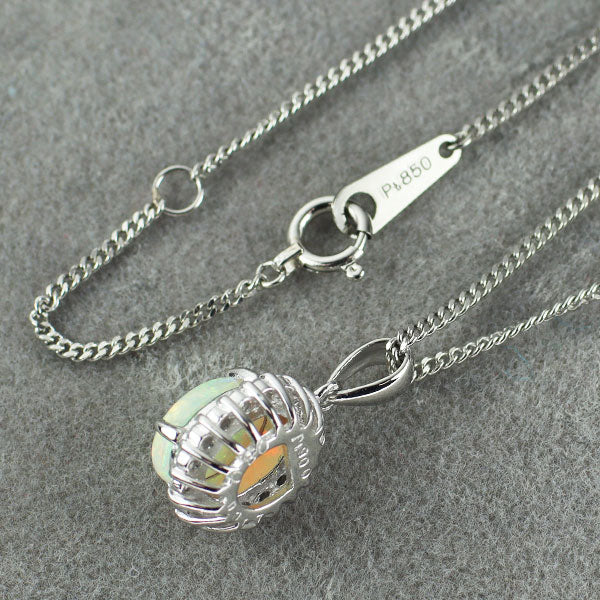 Pt900/ Pt850 オパール ダイヤモンド ペンダントネックレス 0.80ct D0.17ct