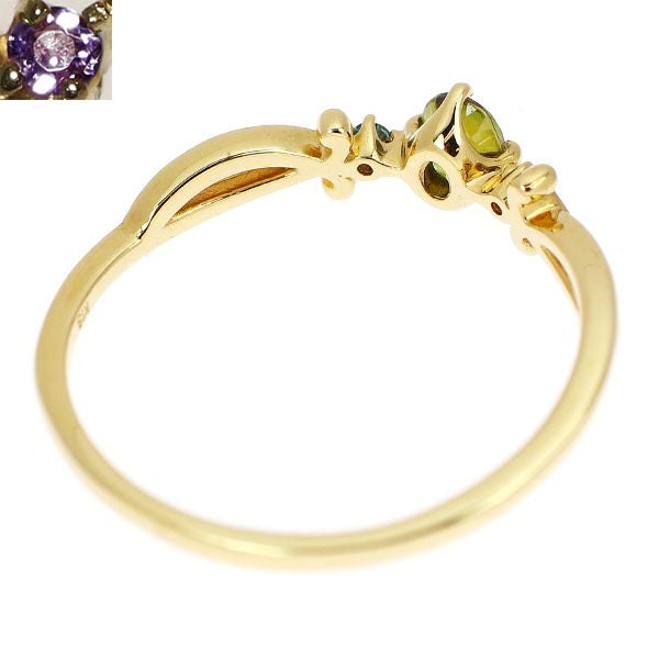 K18YG スフェーン カラーチェンジガーネット リング 0.19ct G0.02ct