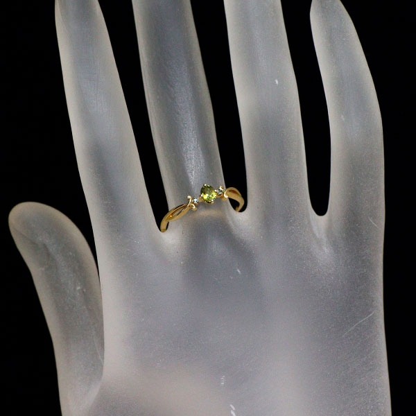 K18YG スフェーン カラーチェンジガーネット リング 0.19ct G0.02ct