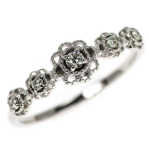 K18WG ダイヤモンド リング 0.07ct フラワー