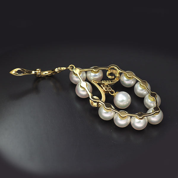 K18YG Akoya pearl/pearl diamond pendant top diameter approx. 5.5-5.8mm D0.05ct