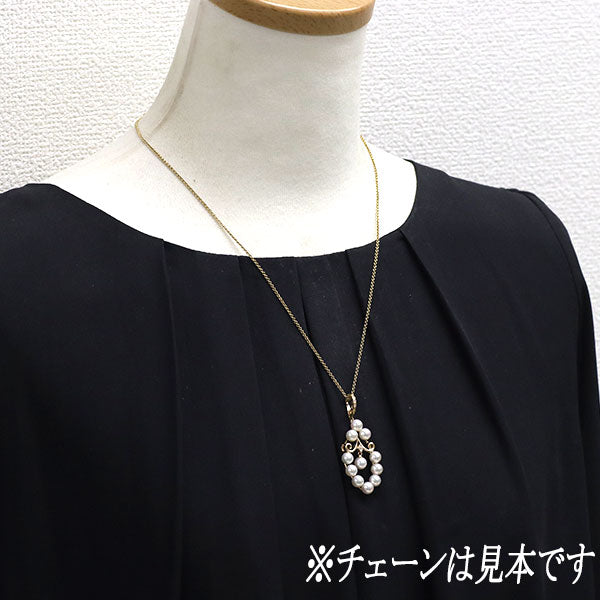 K18YG Akoya pearl/pearl diamond pendant top diameter approx. 5.5-5.8mm D0.05ct