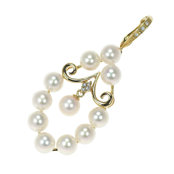 K18YG Akoya pearl/pearl diamond pendant top diameter approx. 5.5-5.8mm D0.05ct