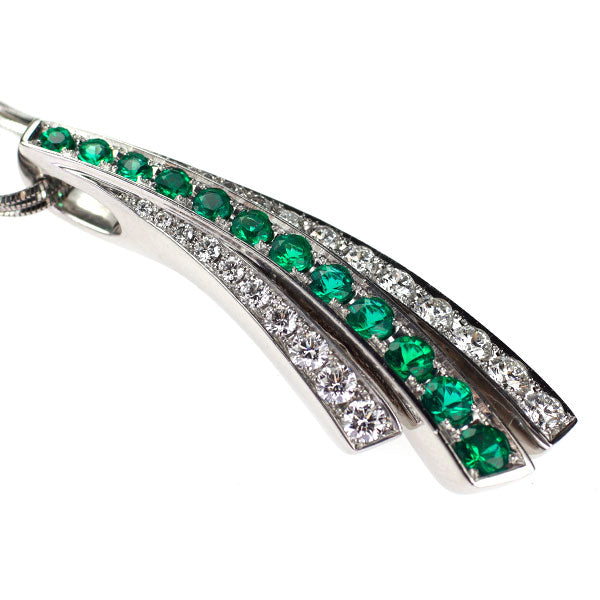 Pt900/ Pt850 Zambian oil-free emerald diamond pendant necklace 0.84ct D0.83ct