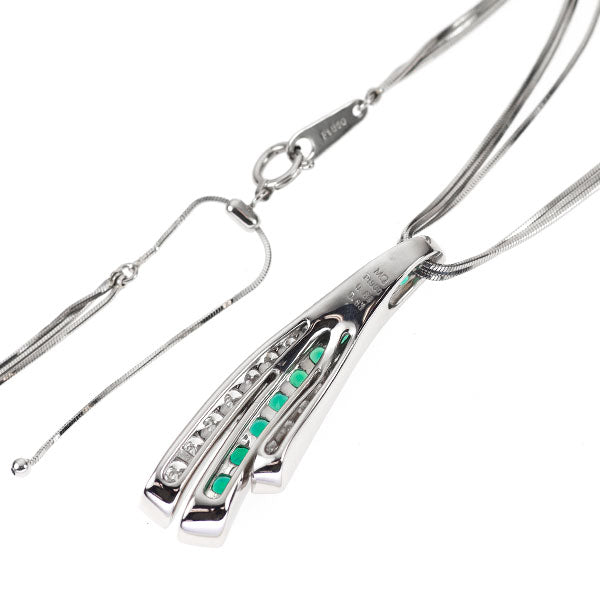Pt900/ Pt850 Zambian oil-free emerald diamond pendant necklace 0.84ct D0.83ct