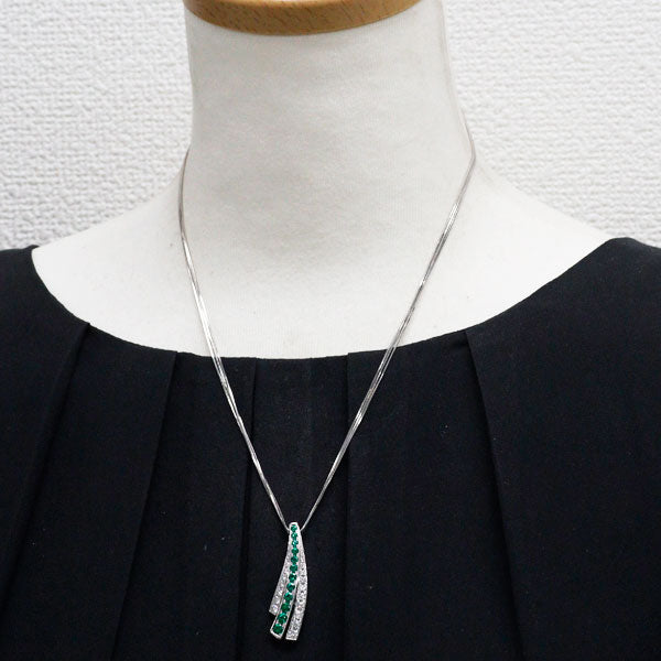 Pt900/ Pt850 Zambian oil-free emerald diamond pendant necklace 0.84ct D0.83ct