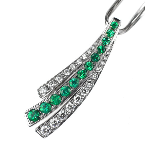 Pt900/ Pt850 Zambian oil-free emerald diamond pendant necklace 0.84ct D0.83ct