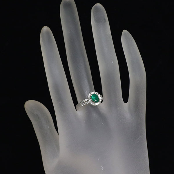 Pt900 エメラルド ダイヤモンド リング 0.57ct D0.33ct