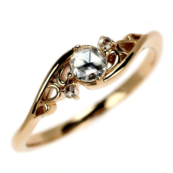 K18PG ローズカット ダイヤモンド リング 0.17ct