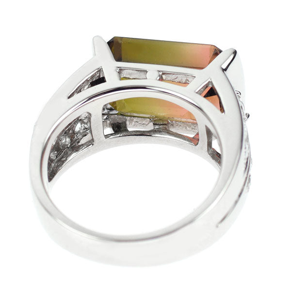 Pt900 Bicolor Tourmaline Diamond Ring 5.44ct D0.41ct