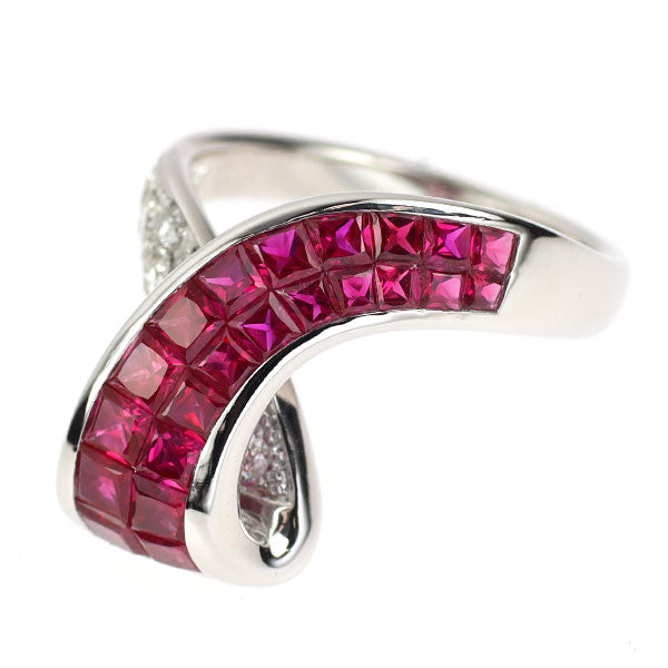 K18WG Ruby Diamond Ring 3.03ct D0.43ct Mystery Setting Pave